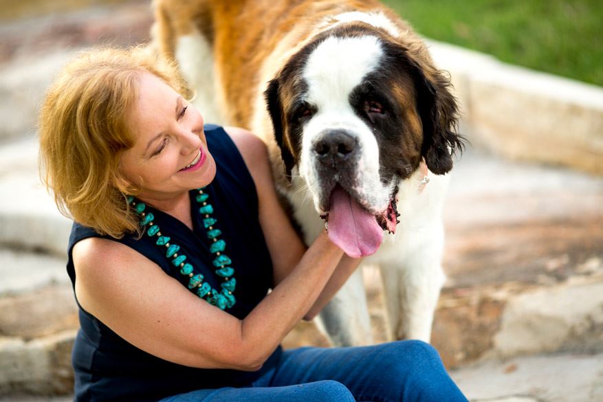 Attorney Nancy Perry Eaton with her St. Bernard dog 